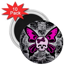 Skull Butterfly 2 25  Magnets (10 Pack)  by ArtistRoseanneJones