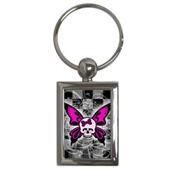 Skull Butterfly Key Chains (rectangle)  by ArtistRoseanneJones