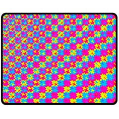 Crazy Yellow And Pink Pattern Double Sided Fleece Blanket (medium)  by KirstenStar