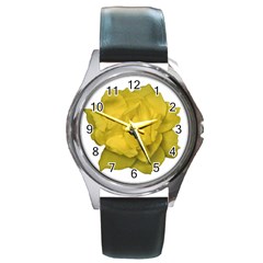 Isolated Yellow Rose Photo Round Metal Watches by dflcprints