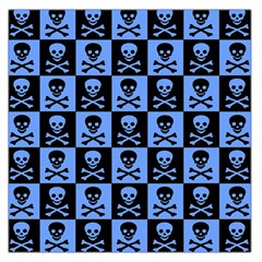 Blue Skull Checkerboard Large Satin Scarf (square)