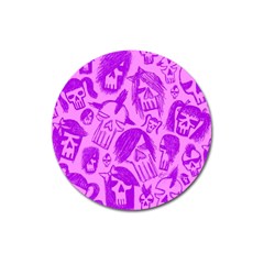 Purple Skull Sketches Magnet 3  (round) by ArtistRoseanneJones