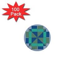 Green Blue Shapes 1  Mini Button (100 Pack) 