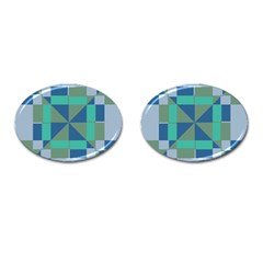 Green Blue Shapes Cufflinks (oval) by LalyLauraFLM