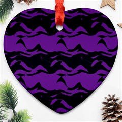 Mauve Black Waves Ornament (heart) by LalyLauraFLM