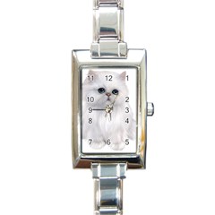 White Persian Cat Clipart Rectangle Italian Charm Watches by AlteredStates