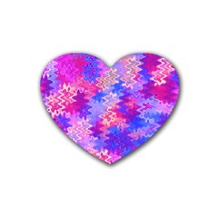 Pink And Purple Marble Waves Heart Coaster (4 Pack)  by KirstenStar