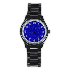 Sparkling Glitter Inky Blue Stainless Steel Round Watches