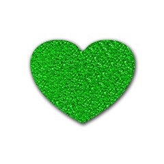 Sparkling Glitter Neon Green Rubber Coaster (heart) 