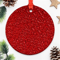 Sparkling Glitter Red Round Ornament (two Sides)  by ImpressiveMoments