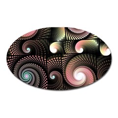 Peach Swirls On Black Oval Magnet