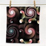 Peach Swirls on Black Face Towel Front