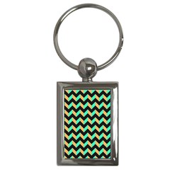 Modern Retro Chevron Patchwork Pattern Key Chains (rectangle)  by GardenOfOphir