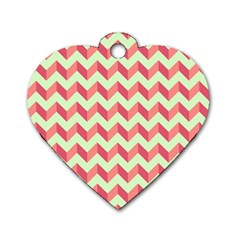 Modern Retro Chevron Patchwork Pattern Dog Tag Heart (one Side) by GardenOfOphir