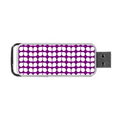 Purple And White Leaf Pattern Portable Usb Flash (one Side)