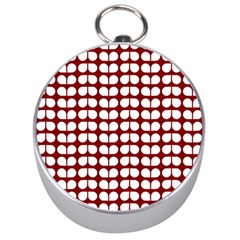 Red And White Leaf Pattern Silver Compasses by GardenOfOphir