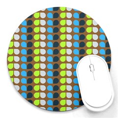 Colorful Leaf Pattern Round Mousepads by GardenOfOphir