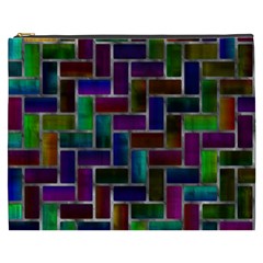 Colorful Rectangles Pattern Cosmetic Bag (xxxl) by LalyLauraFLM