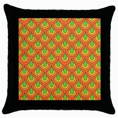 70s Green Orange Pattern Throw Pillow Cases (black) by ImpressiveMoments