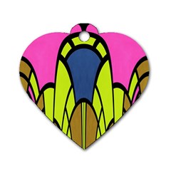 Distorted Symmetrical Shapes Dog Tag Heart (two Sides) by LalyLauraFLM