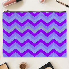 Chevron Blue Cosmetic Bag (xxxl)  by ImpressiveMoments