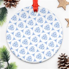 Sweet Doodle Pattern Blue Ornament (round)  by ImpressiveMoments