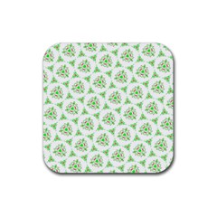 Sweet Doodle Pattern Green Rubber Coaster (square)  by ImpressiveMoments