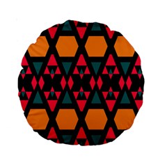 Rhombus And Other Shapes Pattern Standard 15  Premium Round Cushion  by LalyLauraFLM