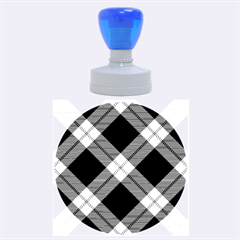 Smart Plaid Blue Rubber Round Stamps (large)