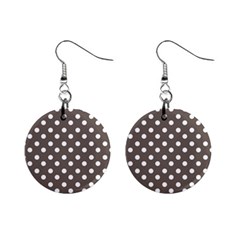 Brown And White Polka Dots Mini Button Earrings by GardenOfOphir