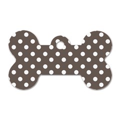 Brown And White Polka Dots Dog Tag Bone (one Side) by GardenOfOphir