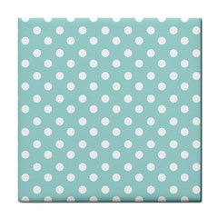 Blue And White Polka Dots Tile Coasters by GardenOfOphir