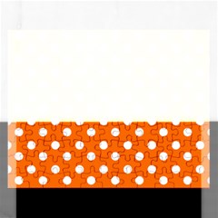 Orange And White Polka Dots Rectangular Jigsaw Puzzl