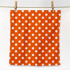 Orange And White Polka Dots Face Towel