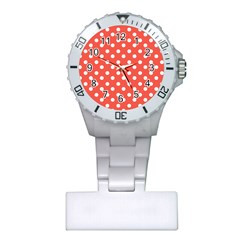 Indian Red Polka Dots Nurses Watches by GardenOfOphir