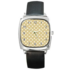 Mint Polka And White Polka Dots Square Metal Watches by GardenOfOphir