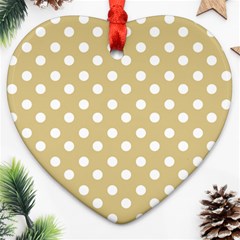 Mint Polka And White Polka Dots Heart Ornament (2 Sides) by GardenOfOphir