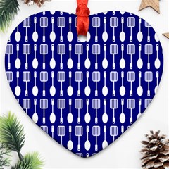 Indigo Spatula Spoon Pattern Ornament (heart)  by GardenOfOphir