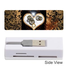 Steampunk, Awesome Heart With Clocks And Gears Memory Card Reader (stick) 