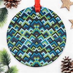 Trendy Chic Modern Chevron Pattern Round Ornament (two Sides)  by GardenOfOphir