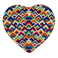 Trendy Chic Modern Chevron Pattern Heart Ornament (2 Sides) by GardenOfOphir