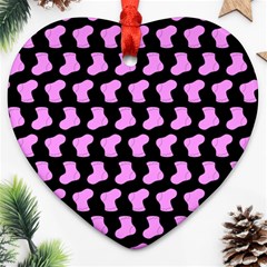 Cute Baby Socks Illustration Pattern Heart Ornament (2 Sides)