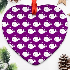 Cute Whale Illustration Pattern Ornament (heart)  by GardenOfOphir