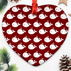 Cute Whale Illustration Pattern Heart Ornament (2 Sides) by GardenOfOphir