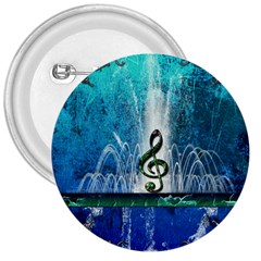 Clef With Water Splash And Floral Elements 3  Buttons