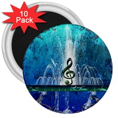 Clef With Water Splash And Floral Elements 3  Magnets (10 Pack) 