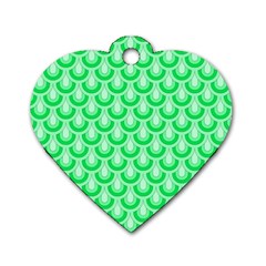 Awesome Retro Pattern Green Dog Tag Heart (one Side)