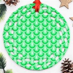 Awesome Retro Pattern Green Ornament (round Filigree) 