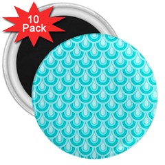 Awesome Retro Pattern Turquoise 3  Magnets (10 Pack) 