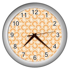 Retro Mirror Pattern Peach Wall Clocks (silver) 